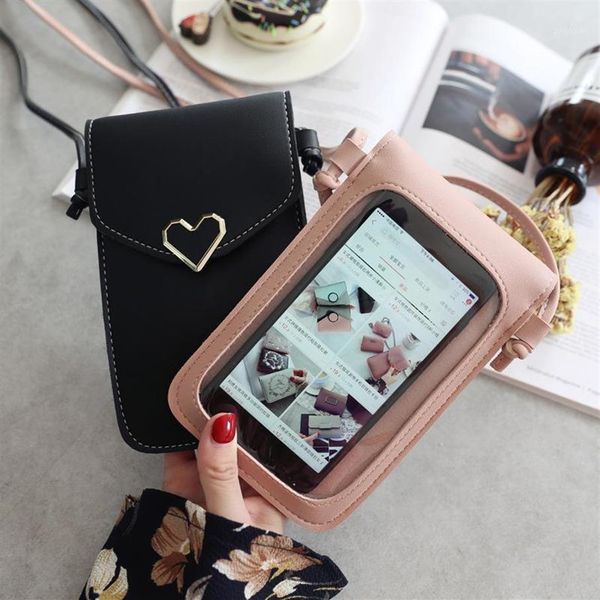 Aufbewahrungstaschen Touchscreen Handy Geldbörse Smartphone Brieftasche Leder Schultergurt Handtasche Frauen Tasche für X S10 Huawei P201228F