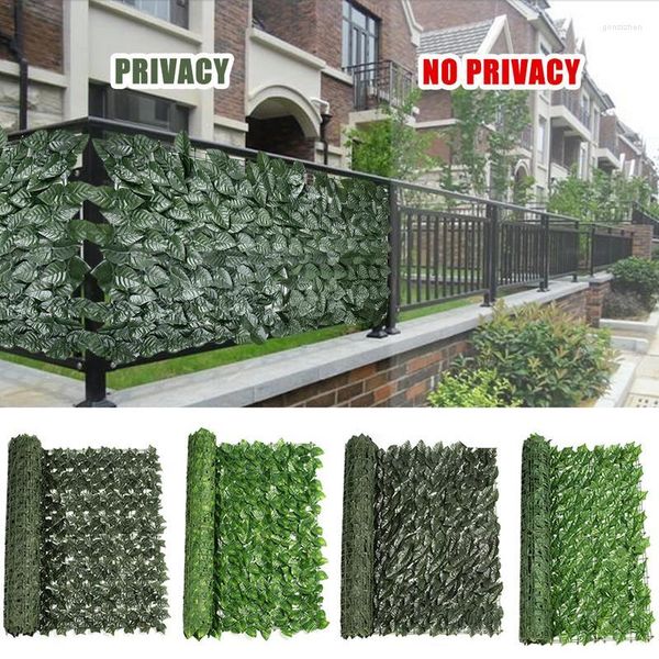 Dekoratif çiçekler yapay çit çit açık bahçe 19.6x118 inç faux ivy eklem, yaprakları önlemek panelleri önlemek