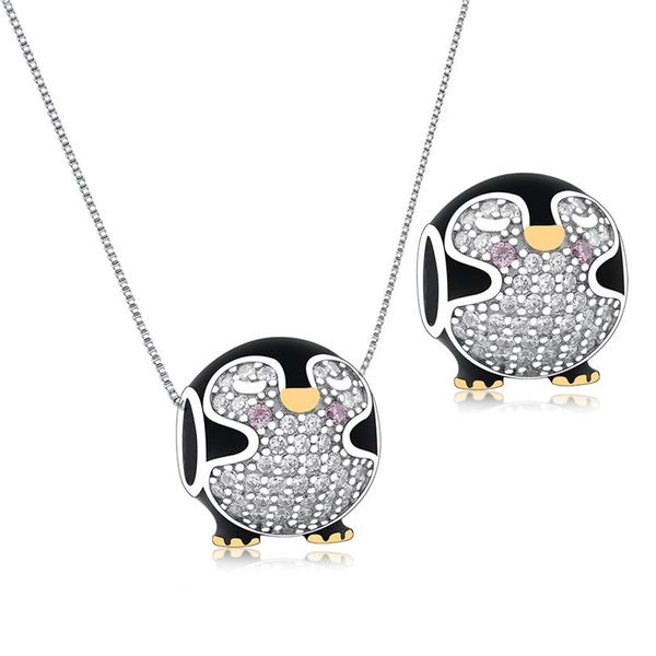 Оригинальный браслет Pandora Charm Real 925 Silver Black Baby Penguin Gold Color Bead для изготовления Berloque244i