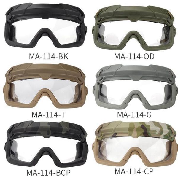 Óculos de proteção para capacete tático, antiembaçante, transparente, caça, airsoft, paintball, tiro, jogo de guerra, cs, óculos de segurança