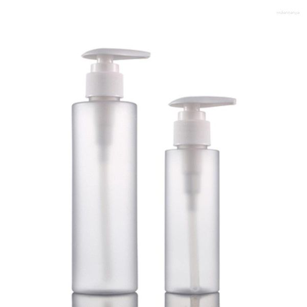 Бутылки для хранения матовая пластиковая бутылка белый лосьон насос насос 100 мл 150 мл 200 мл цилиндра плоский плеч