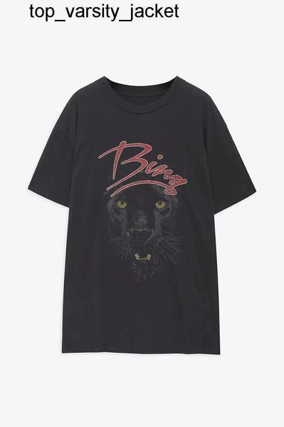 2023SS Bing Niche Damen Designer T-Shirt Leopard Head Print Waschen Stir-fry Schneeflocke Vintage Kurzarm Damen Herren T-Shirt