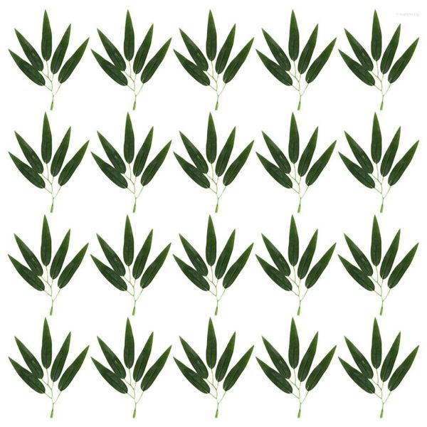 Flores decorativas Folhas de bambu Folhas de vegetação artificial Caules de árvore falsa Decoração verde falso DIY Decoração de folha de casamento Modelo de artesanato de jardim Árvores