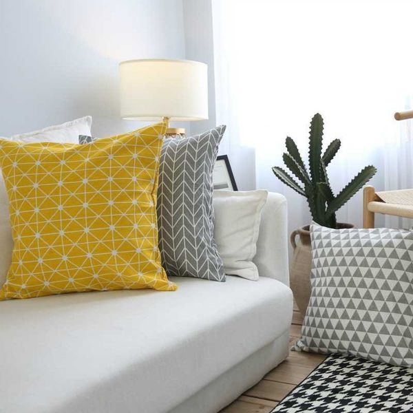 Подушка/декоративное геометрическое искусство, простой чехол для диванной подушки, решетчатый чехол, модель комнаты без основного чехла, декор