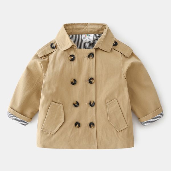 Tench coats Spring Autumn 2 3 4 5 6 8 10 12 Years Handsome Windbreaker Classic Khaki Outerwear Trench Coat For Kids Boy 230726