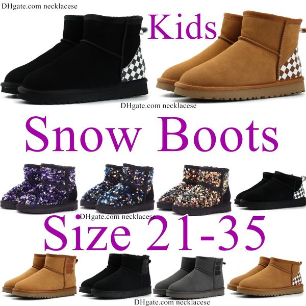 Austrália Classic Kids Mini Boots Girls Ultra uggi Shoes Plaid Snow Boot baby Toddler uggitys Sneakers Letter Sequin Children Boys Winter Warm Shoe Ch g1tW#