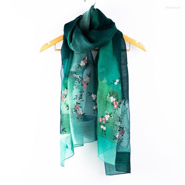Schals Floral bestickter Schal Wrap Lady Wolle-Seide Pashmina Gaze Absatz Hijab Frauen Ombre Seide YG577