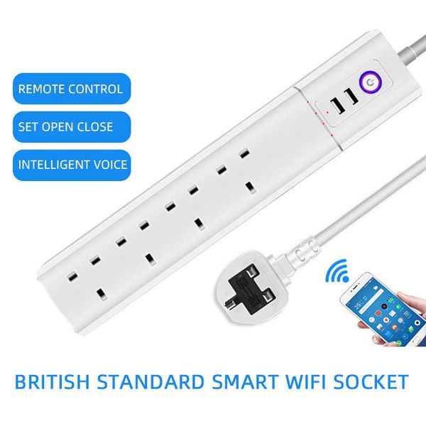 Smart Power Plugs British Standard Wi -Fi Smart Plug Spocket с USB -зарядкой независимого отдельного управления времени Smart Home Alexa Assistant HKD230727