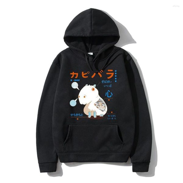 Felpe con cappuccio da uomo Harajuku Capybara Print Graphic Anime Y2k Felpa con cappuccio unisex da uomo Cartoon Manga Kawaii Top Felpa con cappuccio Oversize di moda divertente