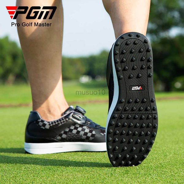 Andere Golfprodukte PGM XZ224 Herren Golf Sportschuhe Knopf Schnürsenkel Atmungsaktives Mesh Mikrofaser Leder Anti-Side Slip Wasserdichte Turnschuhe 39-45 Yards HKD230727