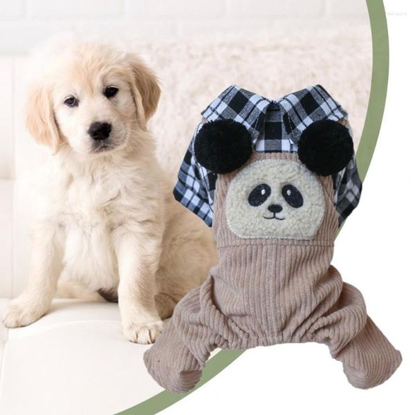 Roupa para cachorro Macacão adorável para animais de estimação solto Macacão xadrez adorável com estampa de panda