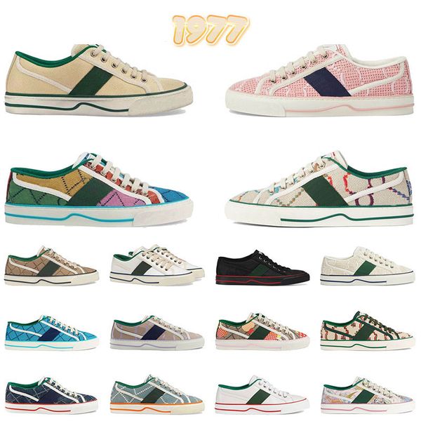 2023 Fashion 1977 Canvas Casual Shoes Luxurys Дизайнеры женская обувь Италия зеленая и красная сеть резиновая подошва растяжка хлопчатобу