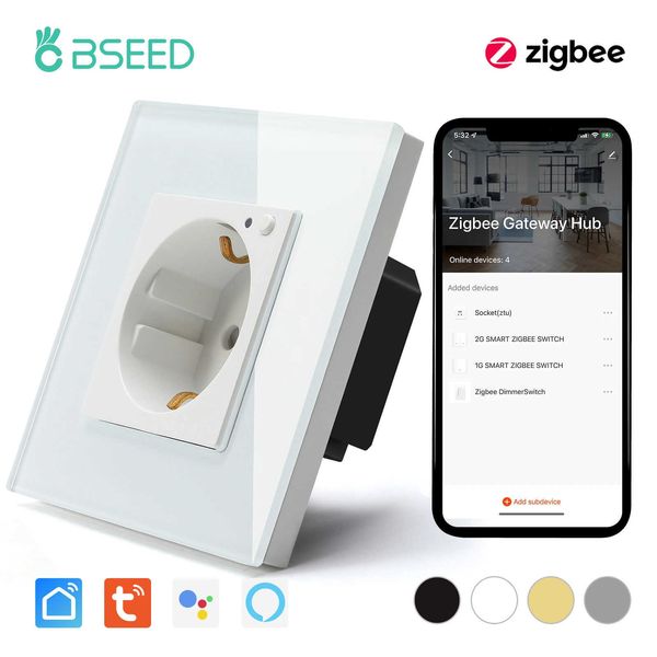 Smart Power Plugs BSEED Zigbee Wall Sockets Power Smart Sockets Smart Life App Control Alexa Wireless Socket EU Standard HKD230727