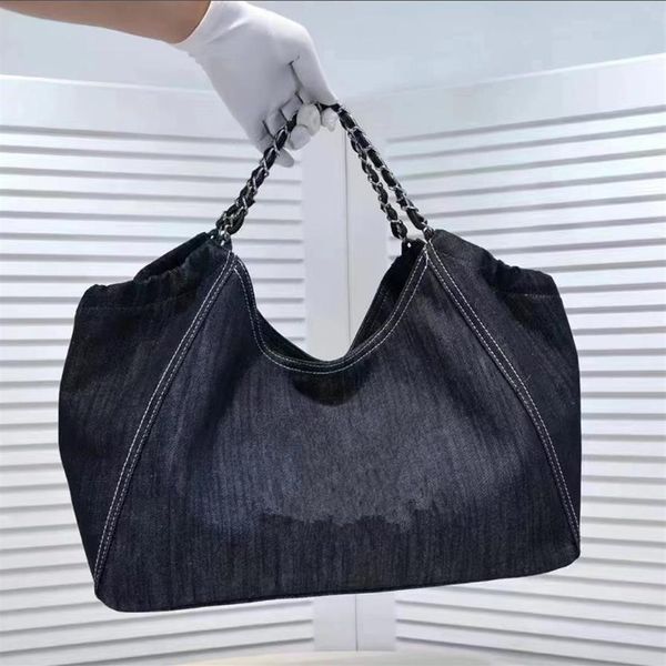 Модная джинсовая сумка для защиты окружающей среды Большой пляжные сумки дамы повседневные холст -батончики.