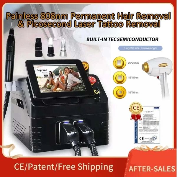 Picosecond Laser Tattoo 2 IN 1 Power 2000 W RF Platinum 3-Wavelength 755 808 1064 NM Diode Laser Ice Hair Removal Machine For Salon