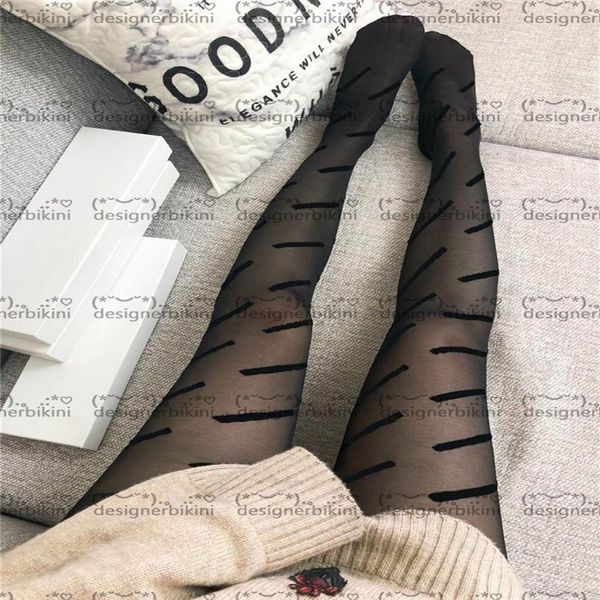 Meia-calça hipster listrada de seda suave de alta qualidade meias femininas luxuosas boate ao ar livre marca madura vestir designer meias173S
