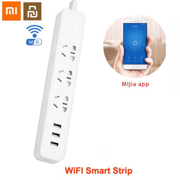 Plugues de energia inteligentes Xiaomi Mijia Smart Power Strip Aigo Tomada elétrica Wifi MI Home App Controle remoto 3 posições 3 USB com adaptador AU EU UK US HKD230727