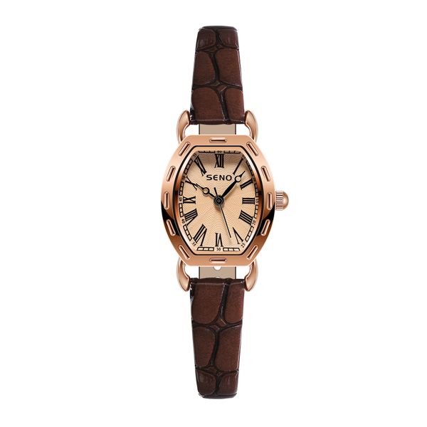 Orologio da donna orologi di alta qualità di lusso Cintura da barile vintage Orologio temperamento Orologio in pelle impermeabile da 22 mm