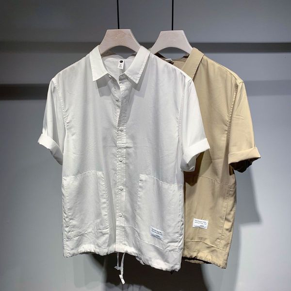 Herren Casual Shirts Kurzarm Sommer Kleidung Koreanische Mode Männer Streetwear Einfarbig Grundlegende Atmen Dünne Kühle 230726