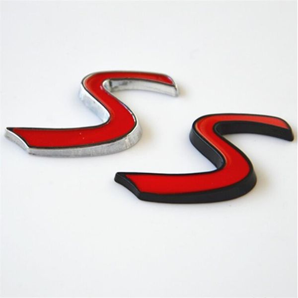 Chrom Metall Außenzubehör Autoaufkleber Rot Mini Cooper S Auto Emblem Aufkleber Logo Dekoration Styling224e