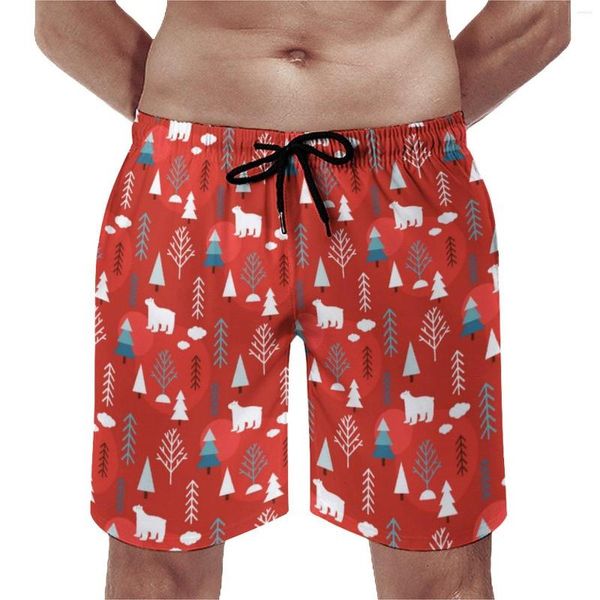 Shorts masculinos natal feriados prancha verão inverno urso polar engraçado praia calças curtas masculino corrida secagem rápida design calções de banho