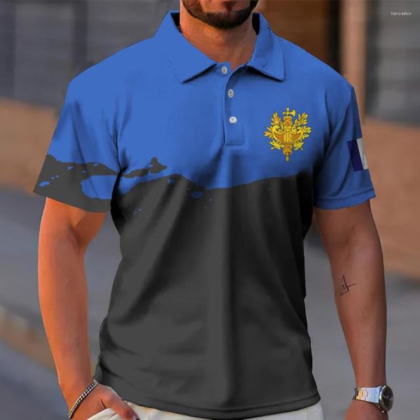 Мужская половая рубашка Polo Polo Flag из рубашек Франции повседневная сетка с коротким рукава