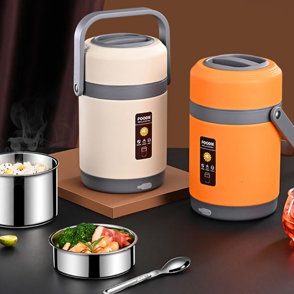 Thermos USB Riscaldamento elettrico Lunch Box Vaso termico isolato in acciaio inox Contenitore scaldavivande per home office Bento LunchBox 1.6 / 2L 230727