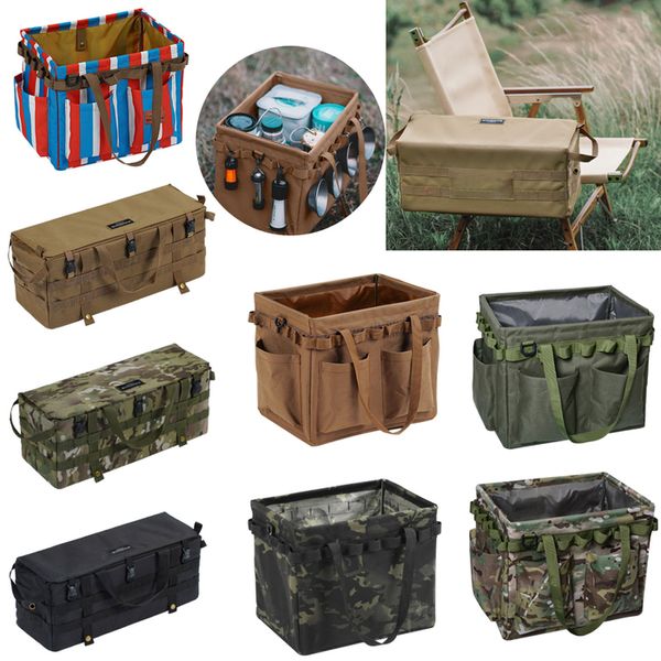 Outdoor-Gadgets Camping Tisch Seite Aufbewahrungstasche Molle wasserdichte multifunktionale faltbare Oxford Tuch Picknick Schreibtisch Kochgeschirr Hängetasche 230726