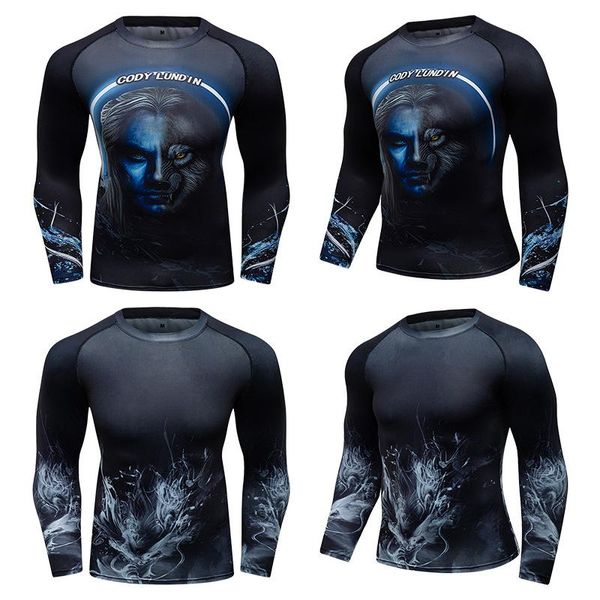 Jeans Herren Bjj Mma Rash Guard T-Shirt Fiess Sport Kompression T-Shirts Neue Boxtrikots Gym Highelastizität Workout T-Shirts