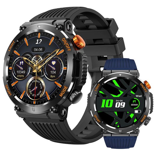 HT17 Relógio inteligente masculino Bússola LED Iluminação Esporte ao ar livre Chamada Bluetooth 1,46 polegadas 450mah Bateria Grande Rastreador Saúde Smartwatch