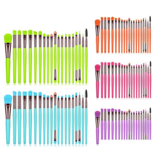 Altri articoli per la bellezza della salute 20 pezzi Set di pennelli per trucco fluorescente Fondotinta in polvere Ombretto Eyeliner Pennello per labbra Strumenti per il trucco Maq Dhmze