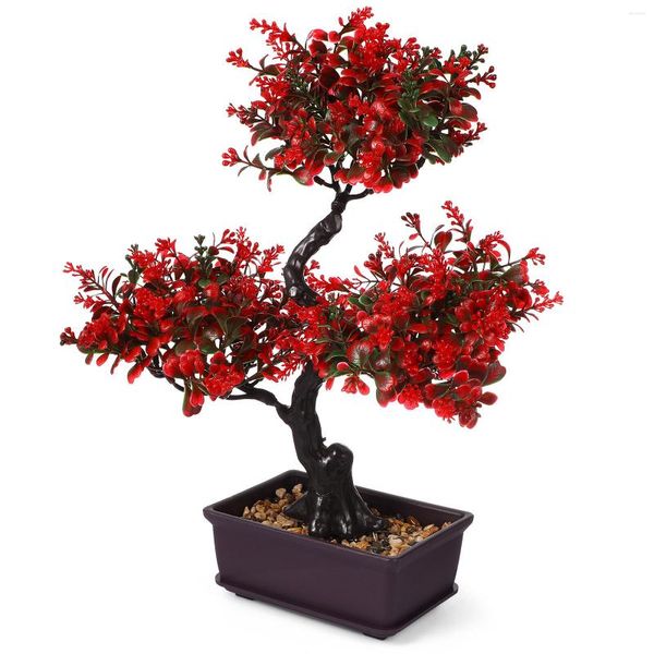 Flores decorativas falsas plantas de interior árvore falsa em vaso bonsai enfeite de vaso para escritório em casa jardim ao ar livre