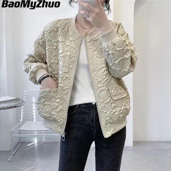 Jaquetas Femininas Outono Jaqueta De Beisebol Sólida Feminina Coreana Casual Branca Bomber Fêmea Vintage Solta Cardigan Com Zíper Outerwear 230726