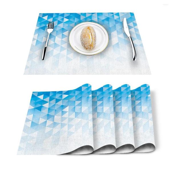 Tablo Runner 4/6pcs Set Mats Geometrik Gradyan Mozaik Üçgen Peçete Papin Mutfak Aksesuarları Ana Sayfa Parti Dekoratif Placemats