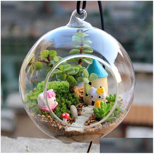 Vasen Terrarium Landschaft Glas Ransparent Kugelform Klare hängende Vase Blumenpflanzen Container Micro DIY Hochzeit Home Drop Lieferung Dh8G2