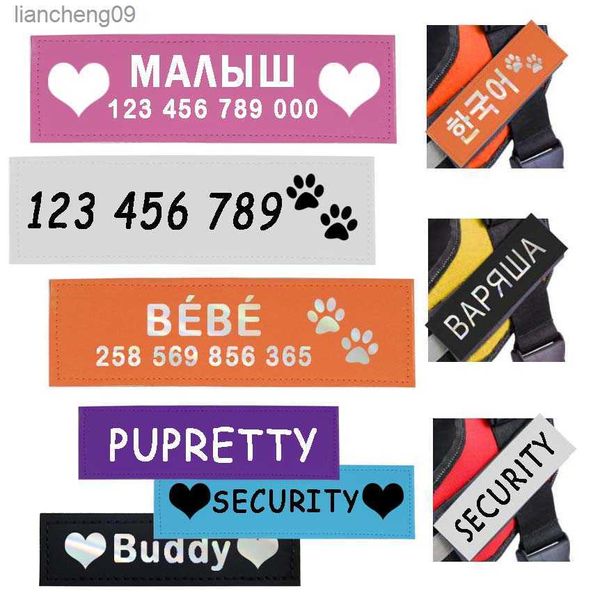 2 pçs arnês personalizado para cães etiqueta com nome etiqueta refletiva personalizada placa de identificação colorida arnês para gatos gancho laço prendedor suprimentos para animais de estimação L230620