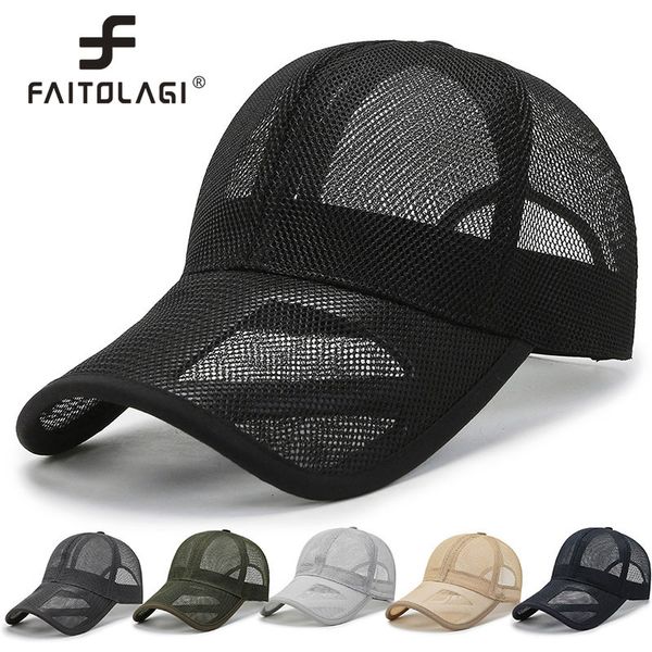 Ballkappen Männer Sommer Mesh Cool Trucker Hut Wasserdicht Schnell Trocknend Angeln Sonnenhut Lange Krempe Outdoor UV Schutz Kappe Mode Männliche Motorhaube 230727