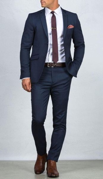 Herrenanzüge Navy Blau Für Elegante Männer Hochzeit Prom Party Tragen Maßgeschneiderte Mode Blazer Sets Zweiteilige Jacke Hosen Trajes De Hombre