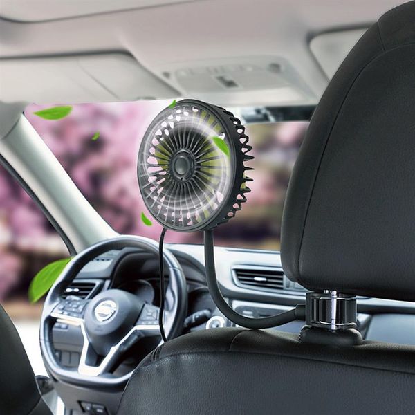 360 Grad verstellbarer Auto-Lüfter, 12 V, 24 V, Universal-USB-Auto-Lüfter, Armaturenbrett-Rücksitz, 3-Gang-Auto-Luftkühler für Summer291f