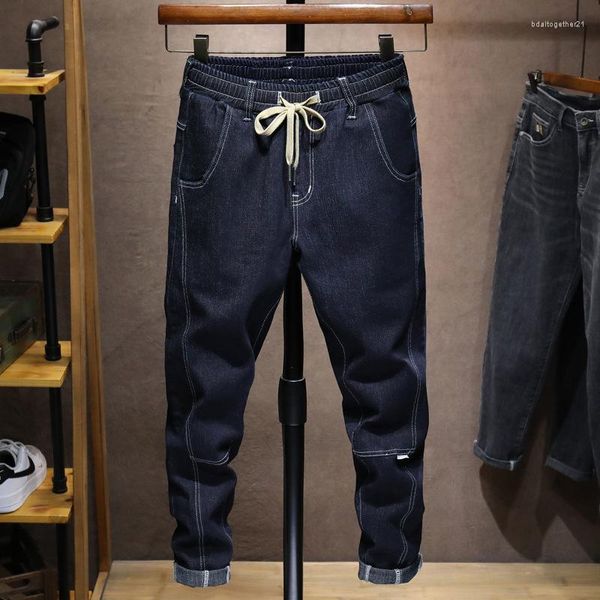 Jeans da uomo Inverno Ragazzi Taglie forti Pantaloni elasticizzati Trendy Harem Elastico in vita Largo lungo 5XL 7XL 6XL