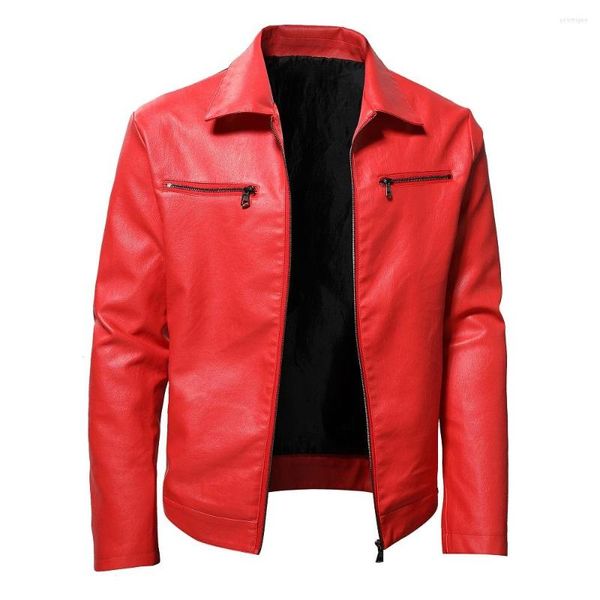 Jaquetas masculinas outono inverno jaqueta de motocicleta masculina gola para baixo casual couro fashion fino moto bike PU