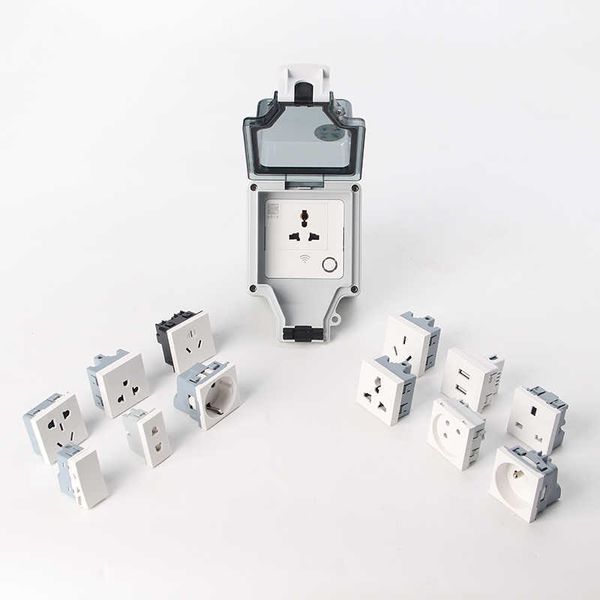 Smart Power Plugs 1Gang IP66 Smart Electrical Sockets UK US FR DE IL Multi Standard 10-16A WiFi Smart Life Outdoor Power Outlet с таймером HKD230727