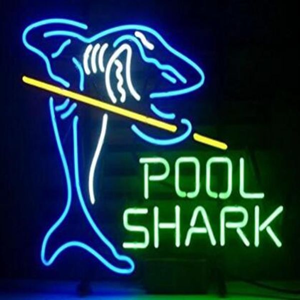 Piscina Shark Flex Rope tubo de vidro Neon Light Sign Home Beer Bar Pub Recreation Room Game Lights Windows Glass Wall Signs 24 20 inche220B