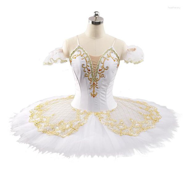 Vestuário de palco profissional de alta qualidade tamanho personalizado crianças meninas adulto mulheres 12 camadas desempenho branco elegante balé tutu