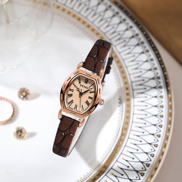 Orologi da donna orologi di lusso di alta qualitàCintura barilotto vintage Temperamento piccolo orologio quadrato con movimento al quarzo