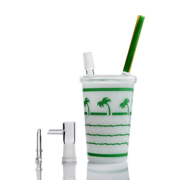 Wasserpfeifen Coconut Tree Rigs Cup Maple Leaf Starbucks Cups Dicke Glasbong Kleine Recycler-Wasserpfeifen