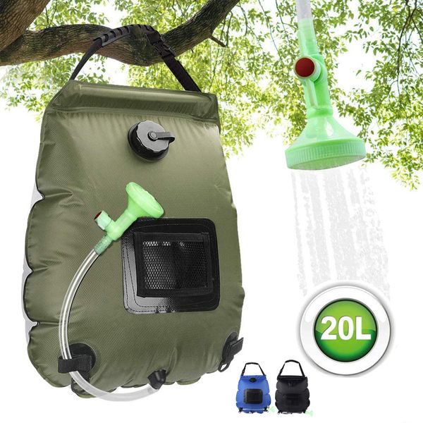 Borsa da doccia da campeggio all'aperto, borsa da doccia portatile per la raccolta del calore solare, sacca d'acqua da esterno da 20 litri