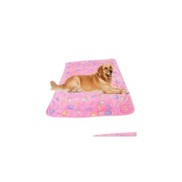 Canis Canetas Cobertor para animais de estimação Cobertores com estampas de patas para hamster, gato e cachorro, macio e quente, tapete de lã para cama Er Drop Delivery Home Garden Supplies Dh7A3