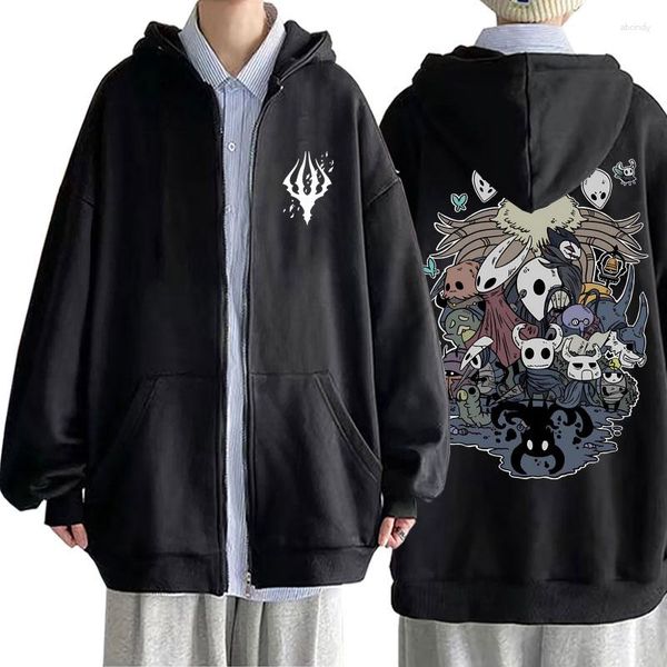 Moletom Masculino Game Hollow Void Knight Zipper Hoodie Moda Masculina Moletom Com Capuz All-match Masculino Feminino Anime Preto Solto Jaqueta com Zíper