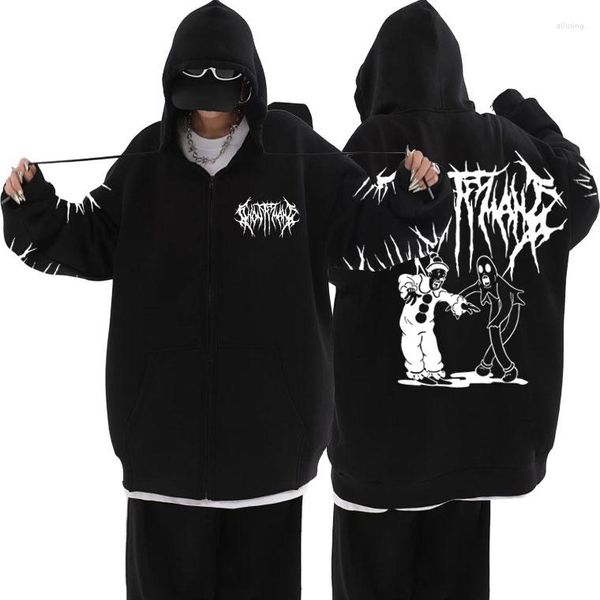 Herren Hoodies Limited Ghostemane Doppelseitiger Druck Reißverschluss Hoodie Hip Hop Zip Man Pouya Streetwear Männer Frauen Mode Sweatshirts